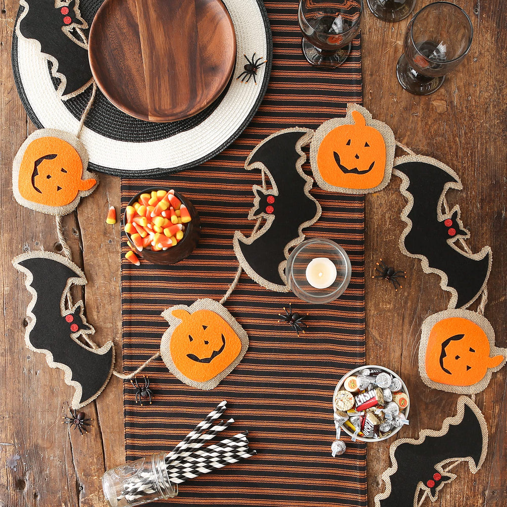 DII Fall Home & Party Décor Spooky Halloween Decorations Indoor & Front Porch, Garland, 72-Inch Length, Bat & Pumpkin